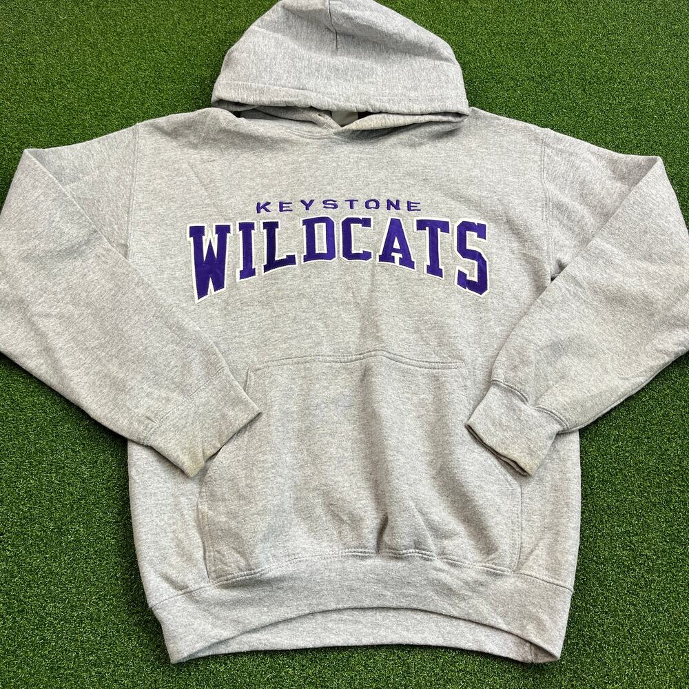 Vintage Neff Gray Keystone Wildcats High School Hoodie Sz S